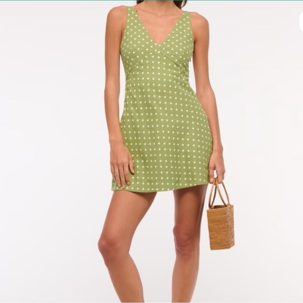 Abercrombie & Fitch V Neck Linen Blend Mini Dress